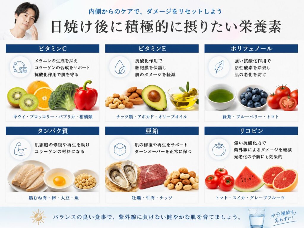 日焼け後に積極的に摂りたい栄養素