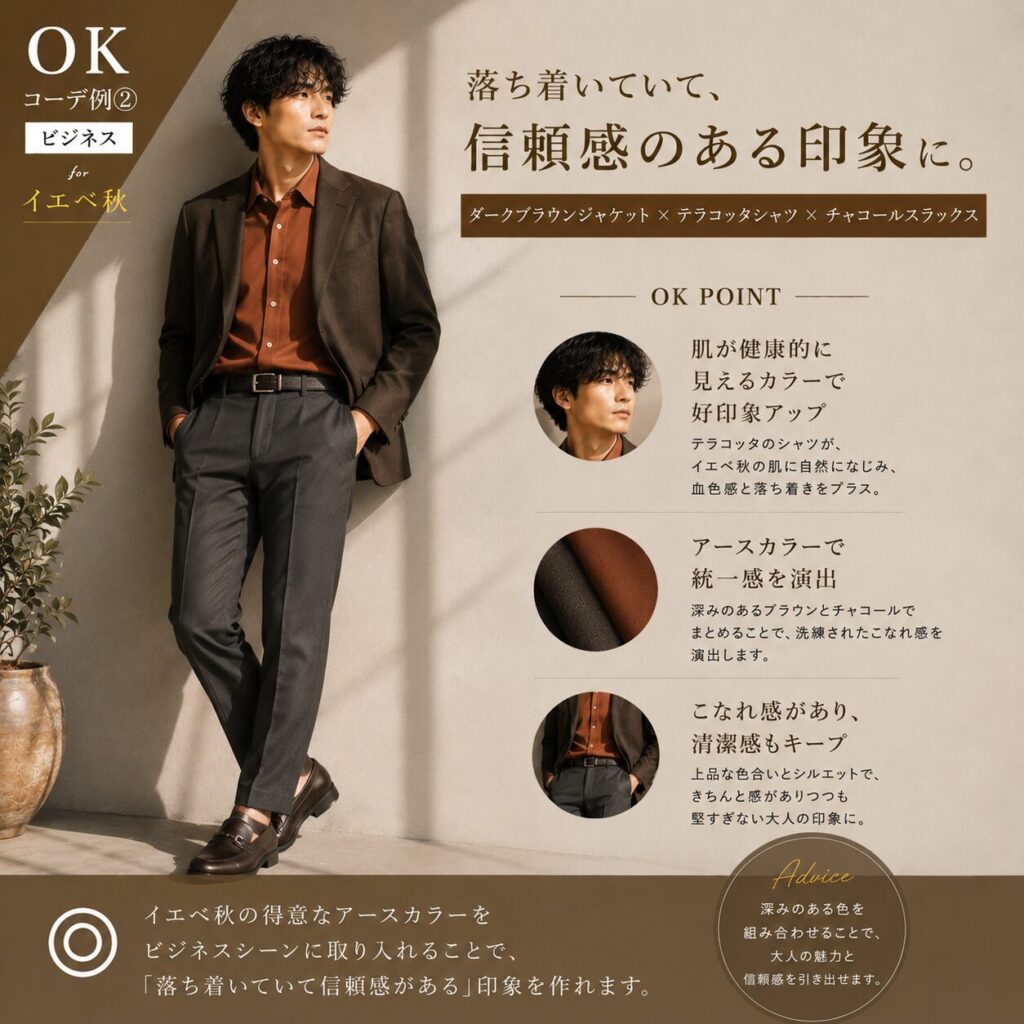 イエベ秋タイプ OKコーデ 男性
