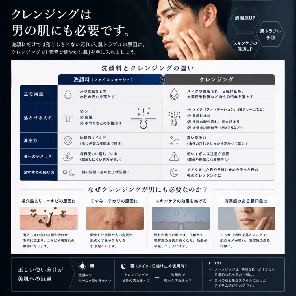 洗顔料とクレンジングの違い
