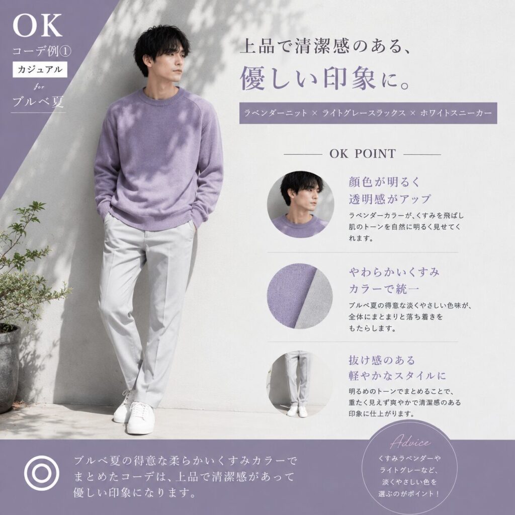 ブルべ夏タイプ OKコーデ 男性
