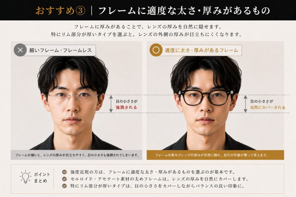 おすすめ③｜フレームに適度な太さ・厚みがあるもの
