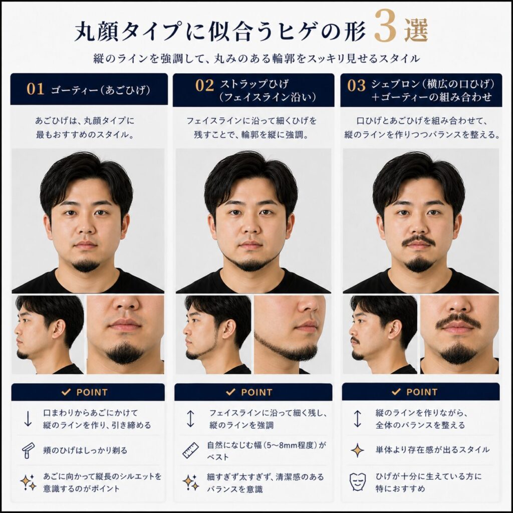 似合うひげの形 丸顔