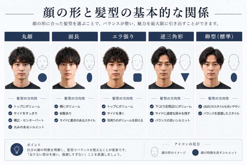 顔型と髪型の基本的な関係