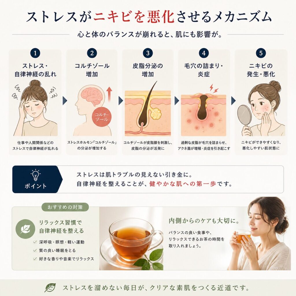 ストレス ニキビにつながる理由
