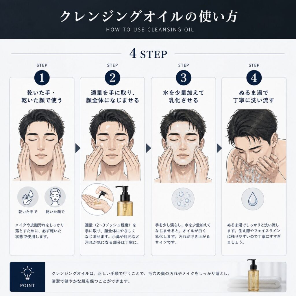 クレンジングオイルの使い方
