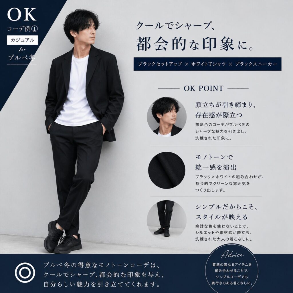 ブルべ冬タイプ OKコーデ 男性
