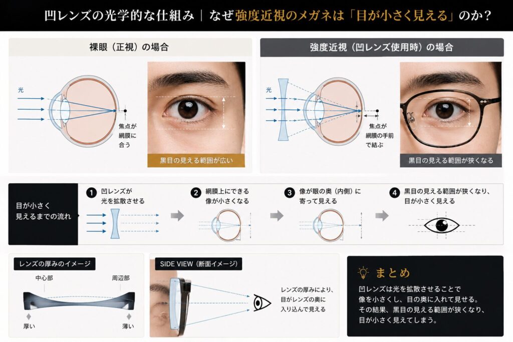 凹レンズの光学的な仕組み
