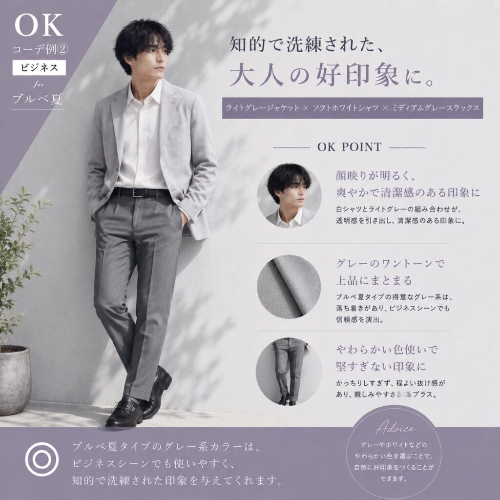 ブルべ夏タイプ OKコーデ 男性