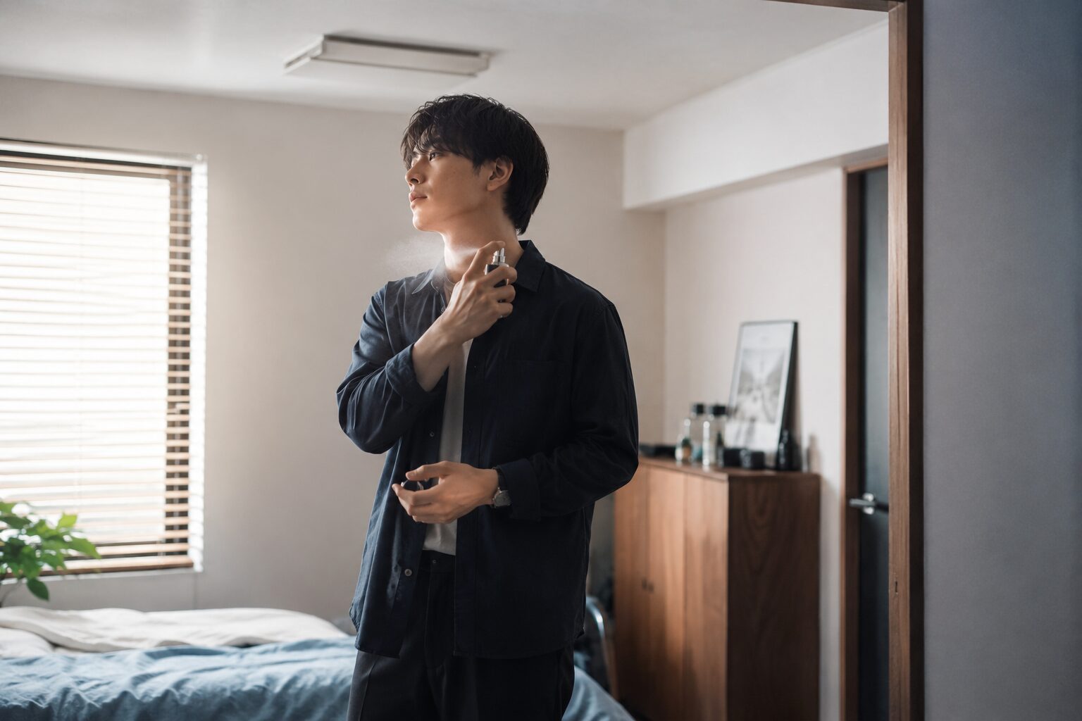 香水をつける男イメージ