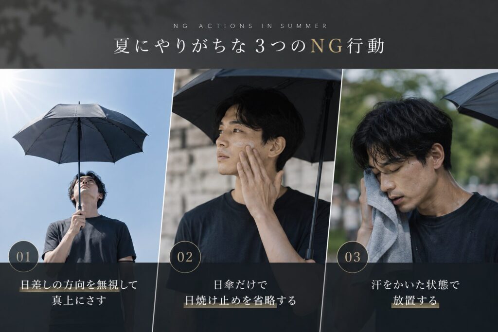 夏の日傘使用でやってしまいがちなNG