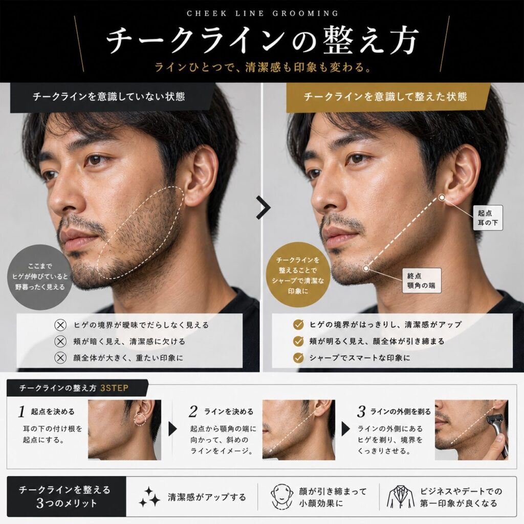 チークラインの整え方男性ヒゲ
