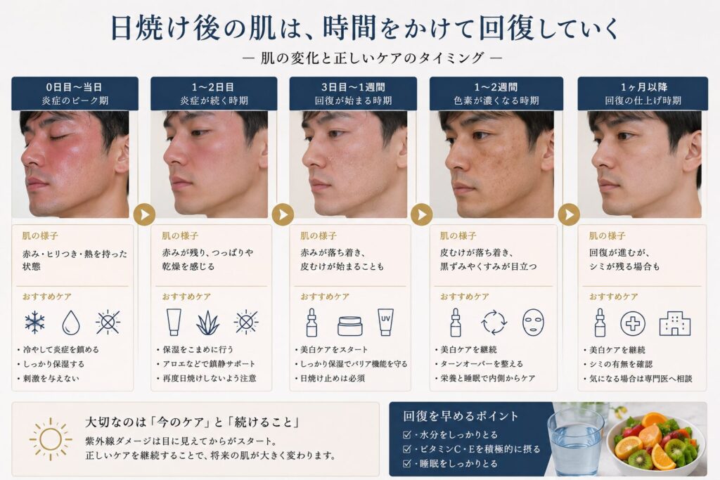 日焼け後の肌の回復タイムライン