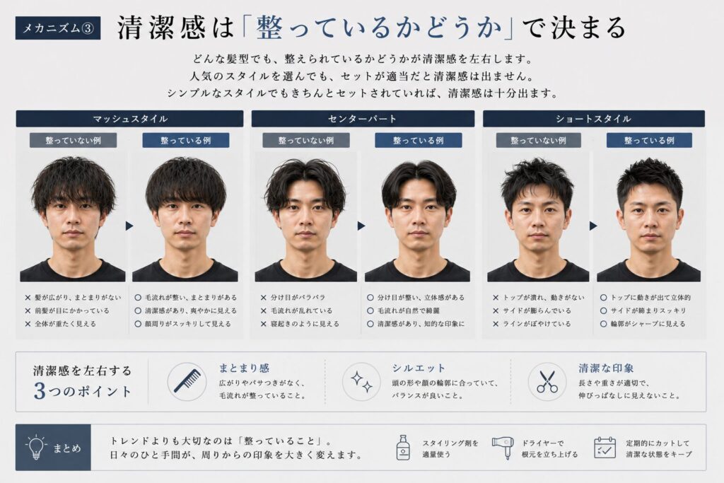 メカニズム③|清潔感は「整っているかどうか」で決まる