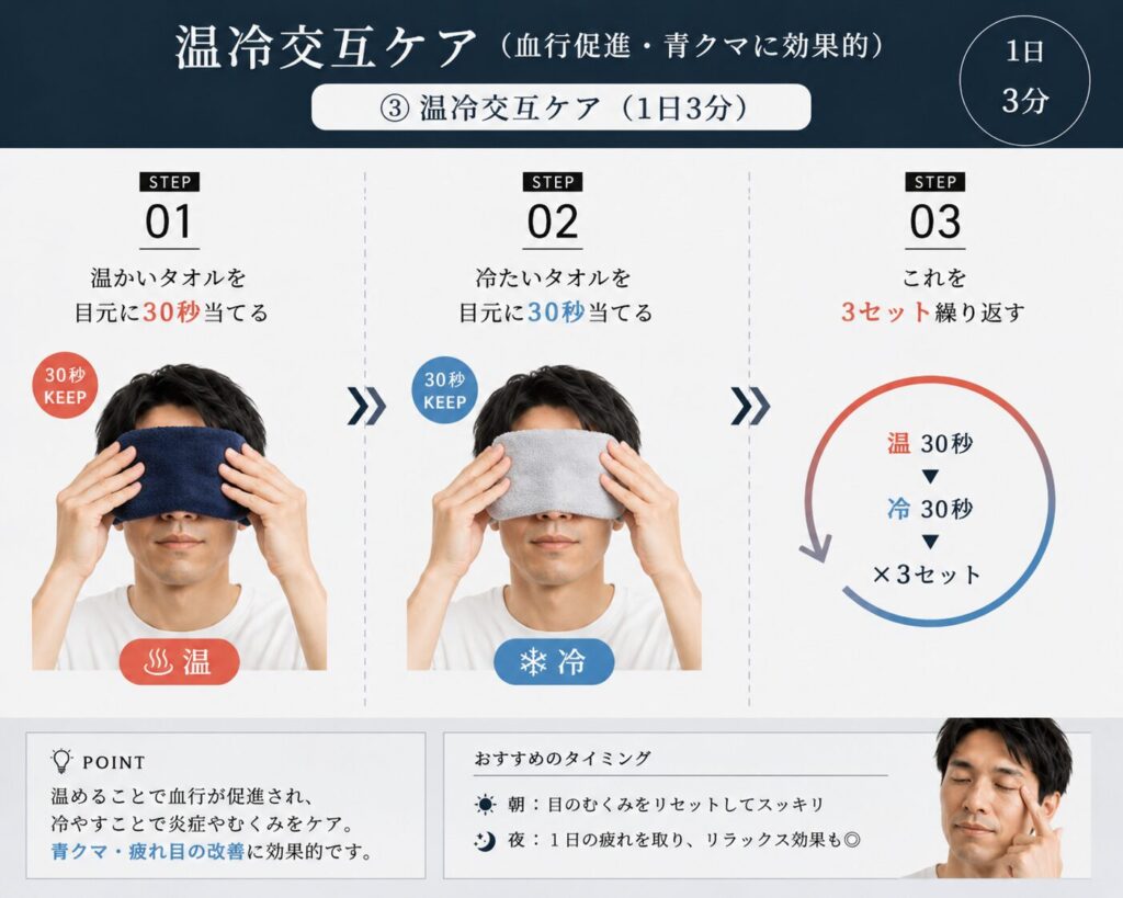  温冷交互ケア（血行促進・青クマに効果的）
