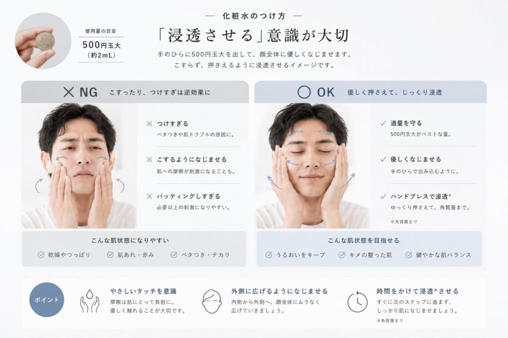 化粧水のつけ方