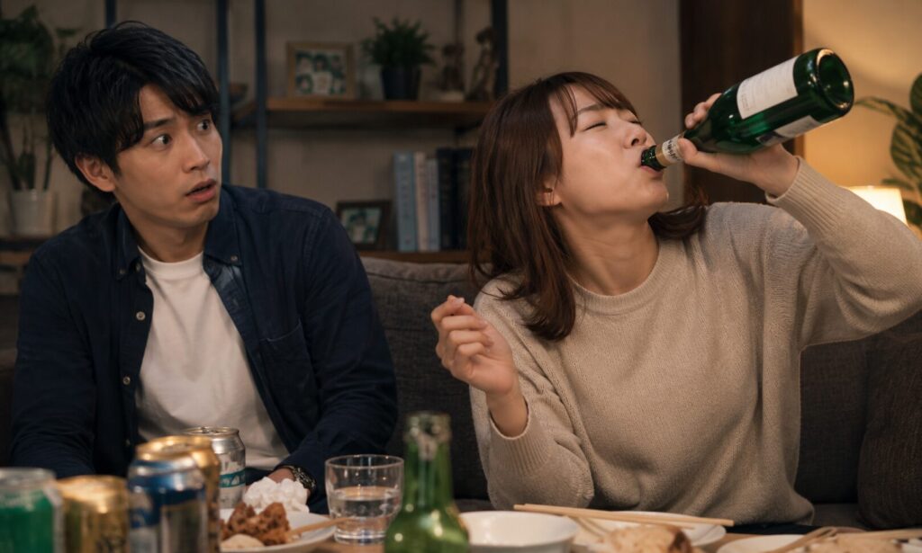お酒をめちゃくちゃ飲む女性