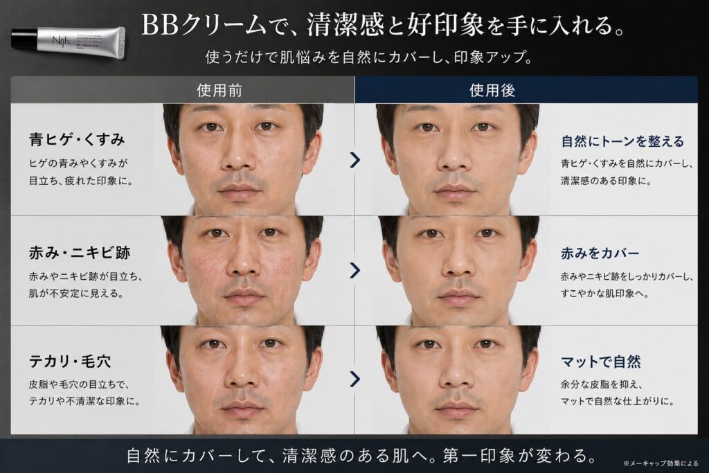 メンズ用 BBクリームの使用後 効果