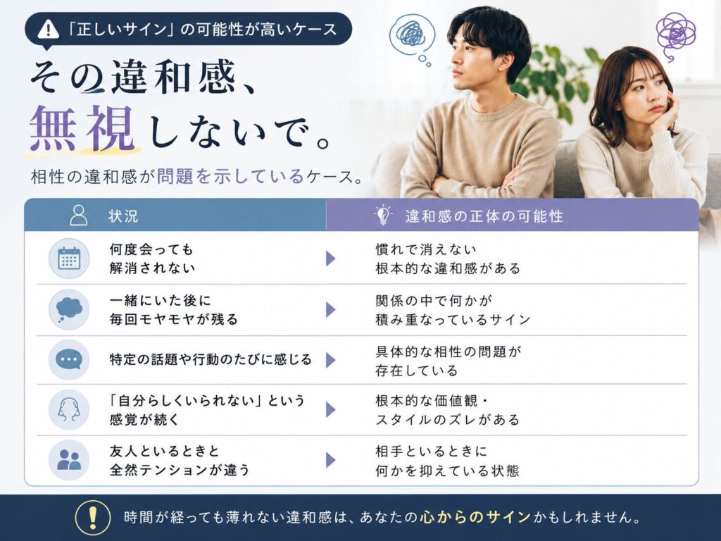 「正しいサイン」の可能性が高いケース 違和感 相性