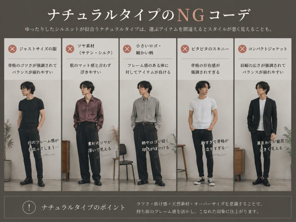 ナチュラルタイプのNGコーデ