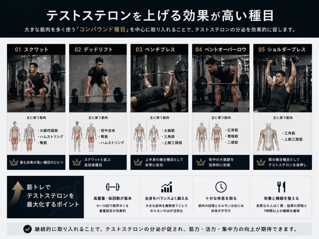 特に効果が高い種目 テストステロンを上げる