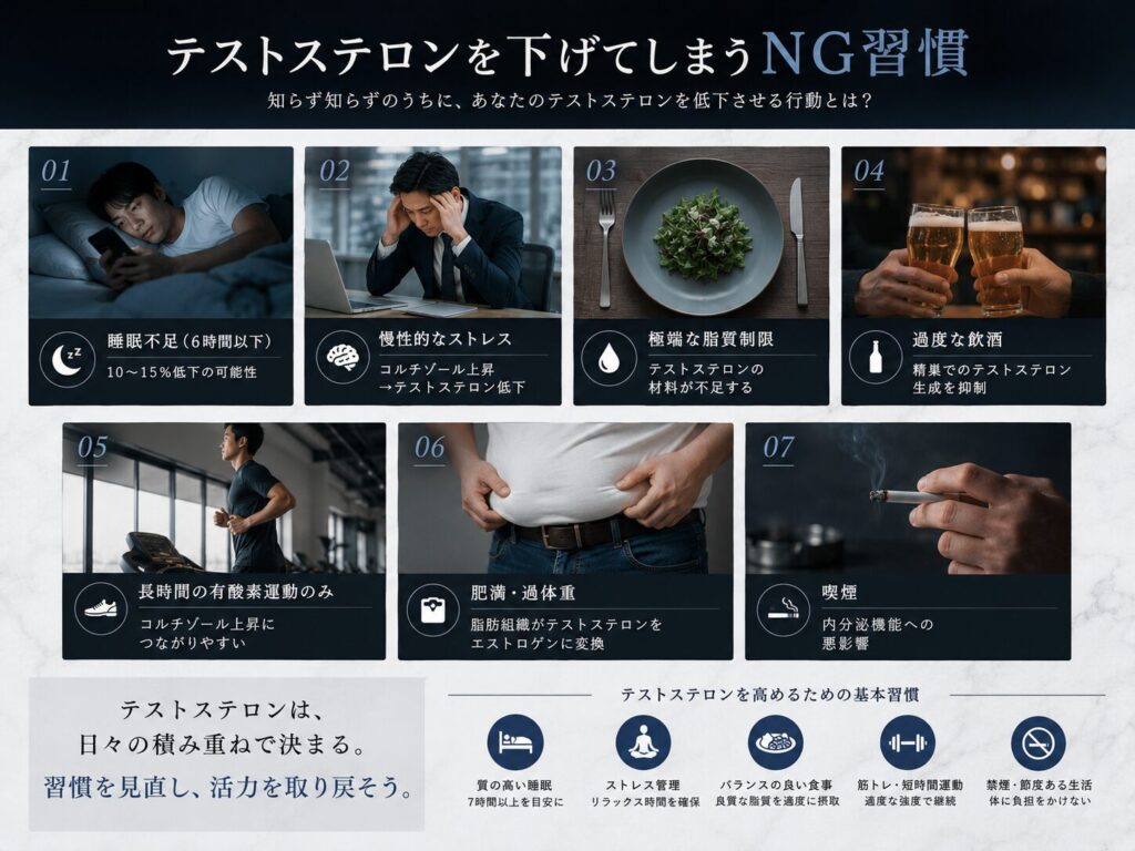 テストステロンを下げるNG習慣