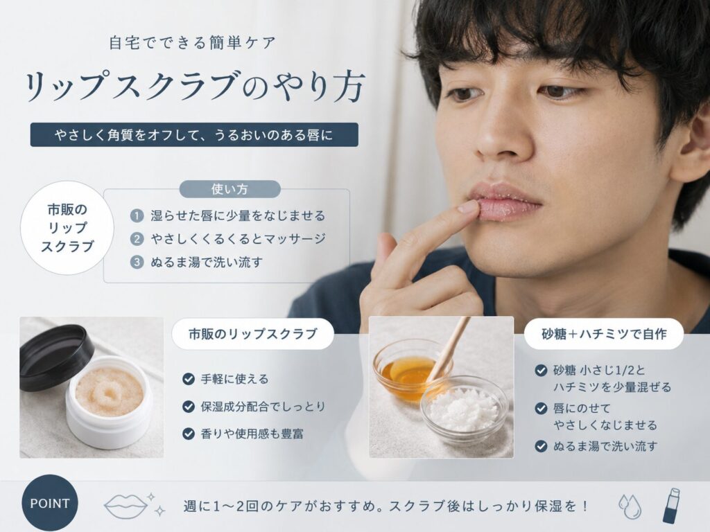 唇スクラブケアの方法