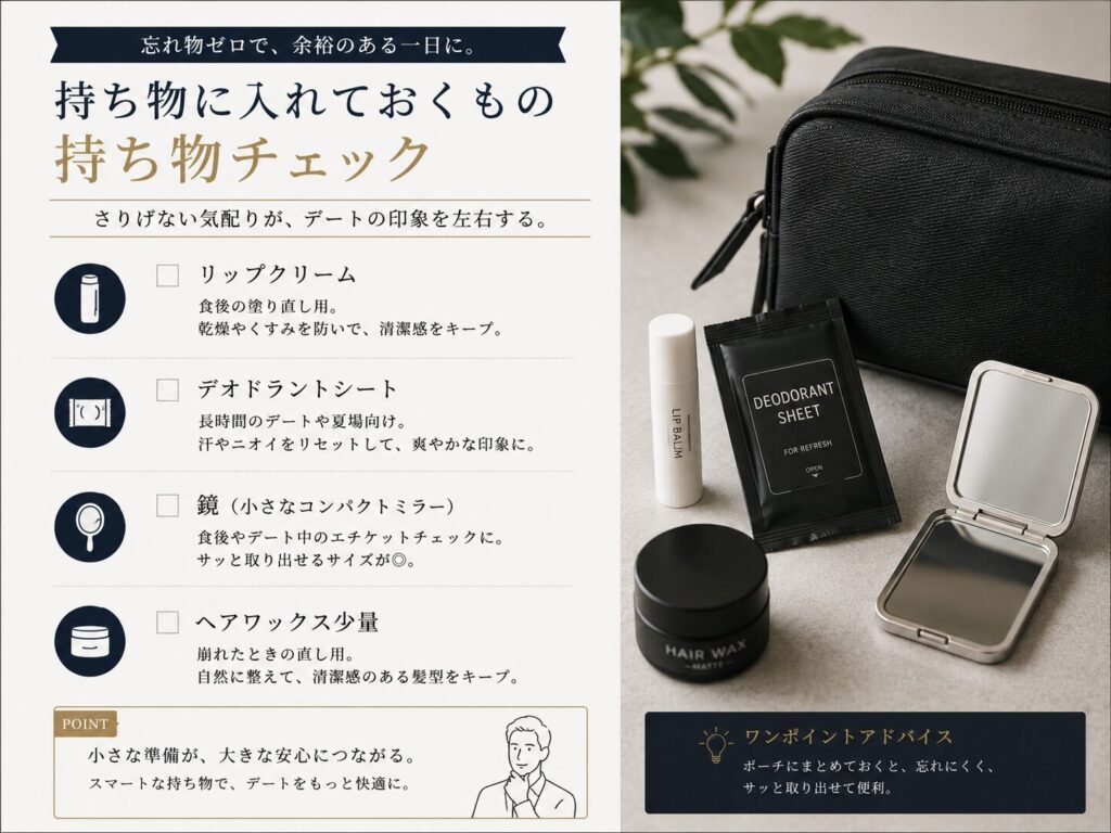 デートで持ち物に入れておくもの