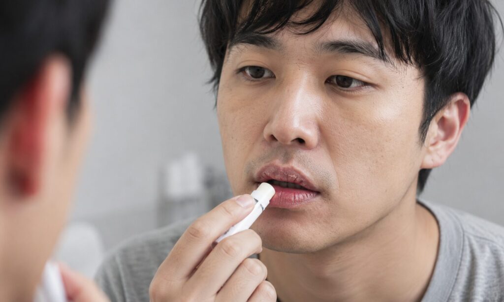 男性の唇 乾燥