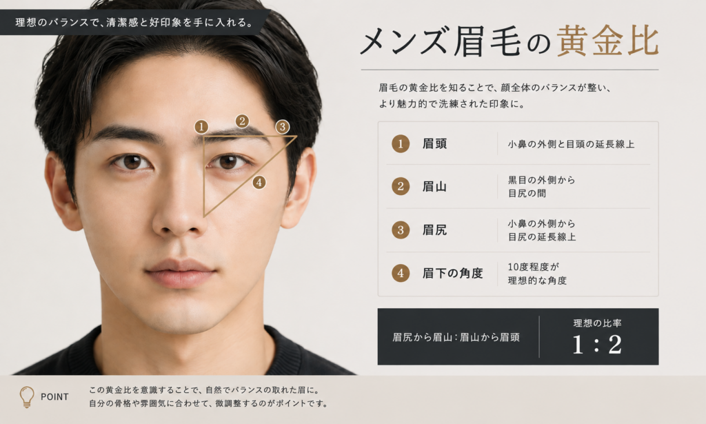 メンズ眉毛の黄金比