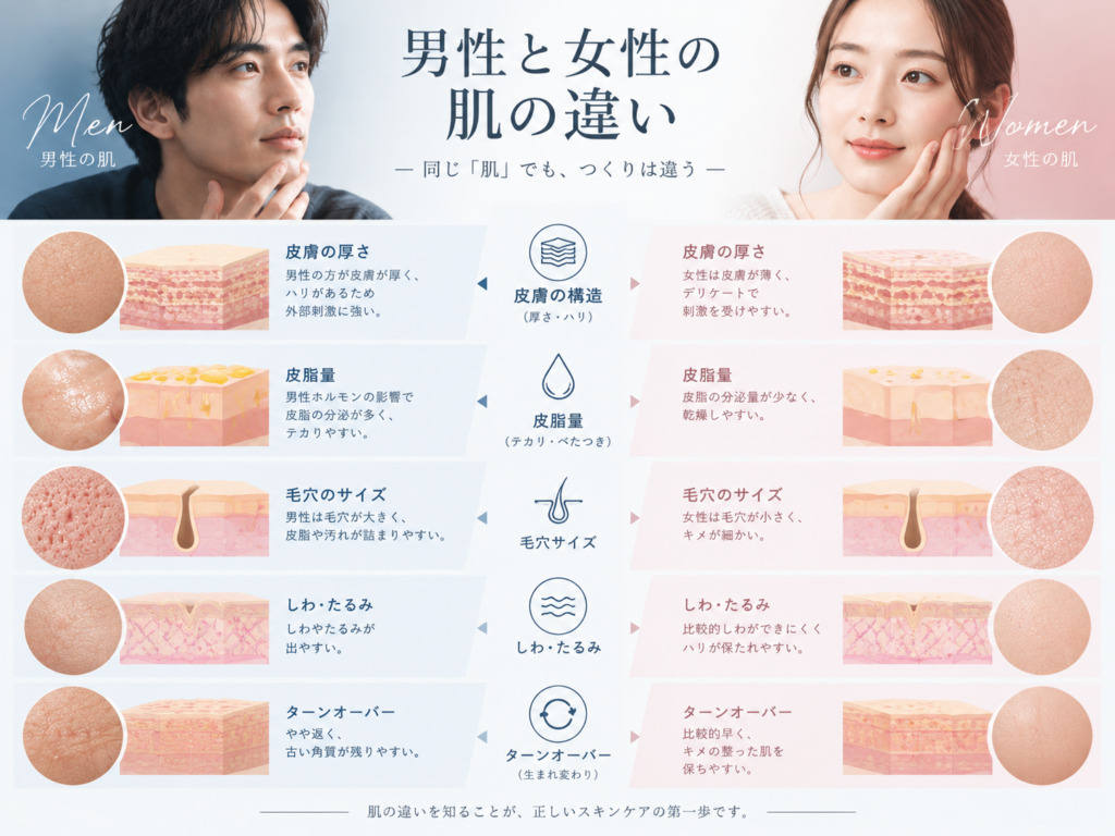 男性 毛穴が詰まりやすい構造的な仕組み 男女の違い