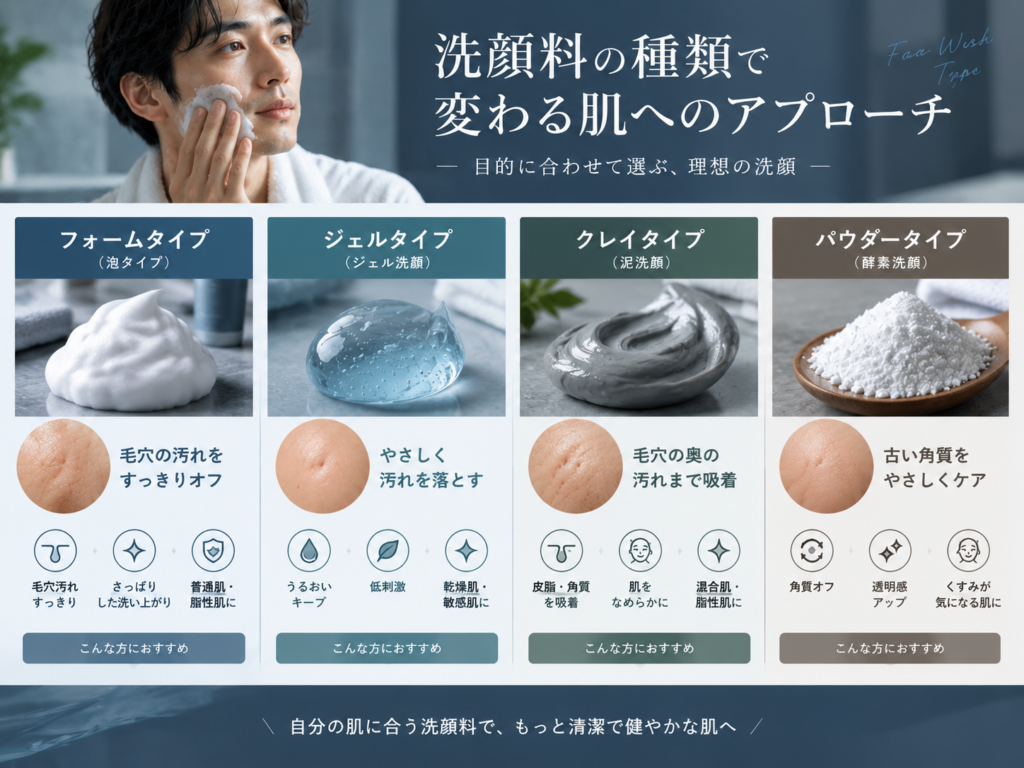 洗顔料の種類とアプローチの違い
