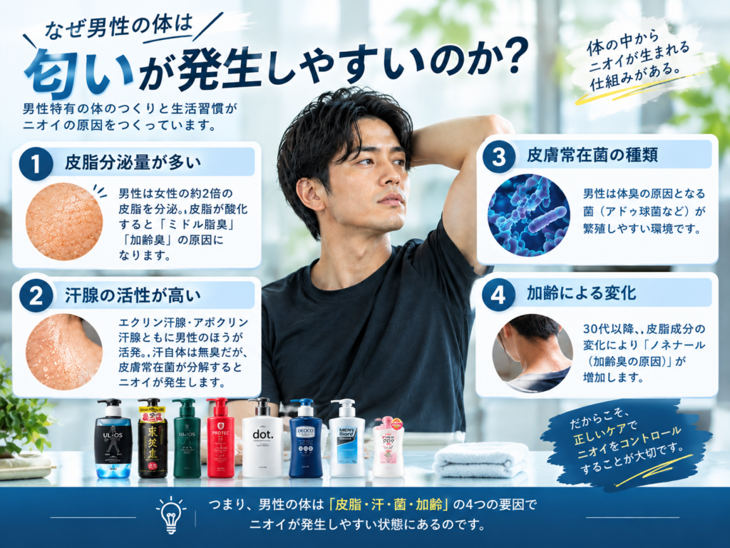 男性の体が臭いやすい理由